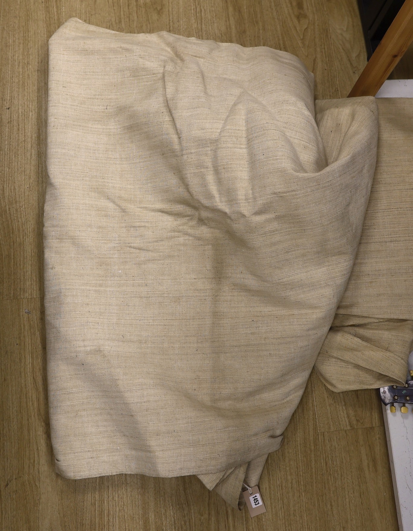 Two lengths of French provincial cream linen/hemp, total 1m x 30m